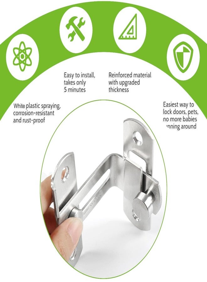 Runmay Degree Flip Sliding Barn Door Lock,Stainless Steel Angle Door Latch Buckle,Screen Door Stopper Lock Hook Eye Lock for Barn,Garden,Bathroom,Outdoor,Garage,Window,Sliding Door - Image 5